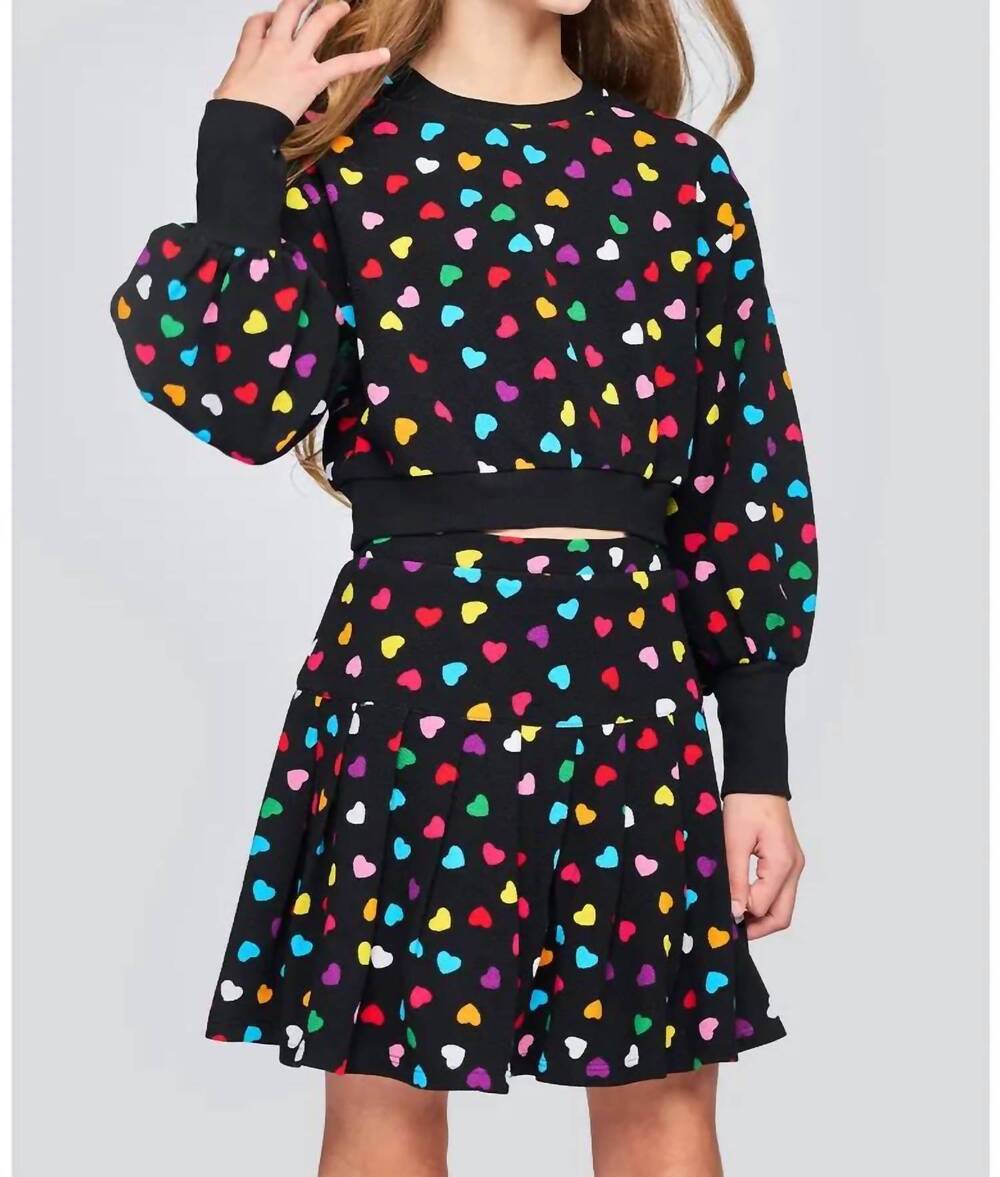NEW HANNAH BANANA allover heart print sweatshirt in black
